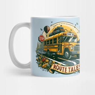 School Bus On An Adventurous Road Trip, Route Tales Mug